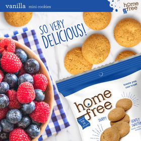 Graphic of whole grains beside Homefree cookies suggesting wholesome base.