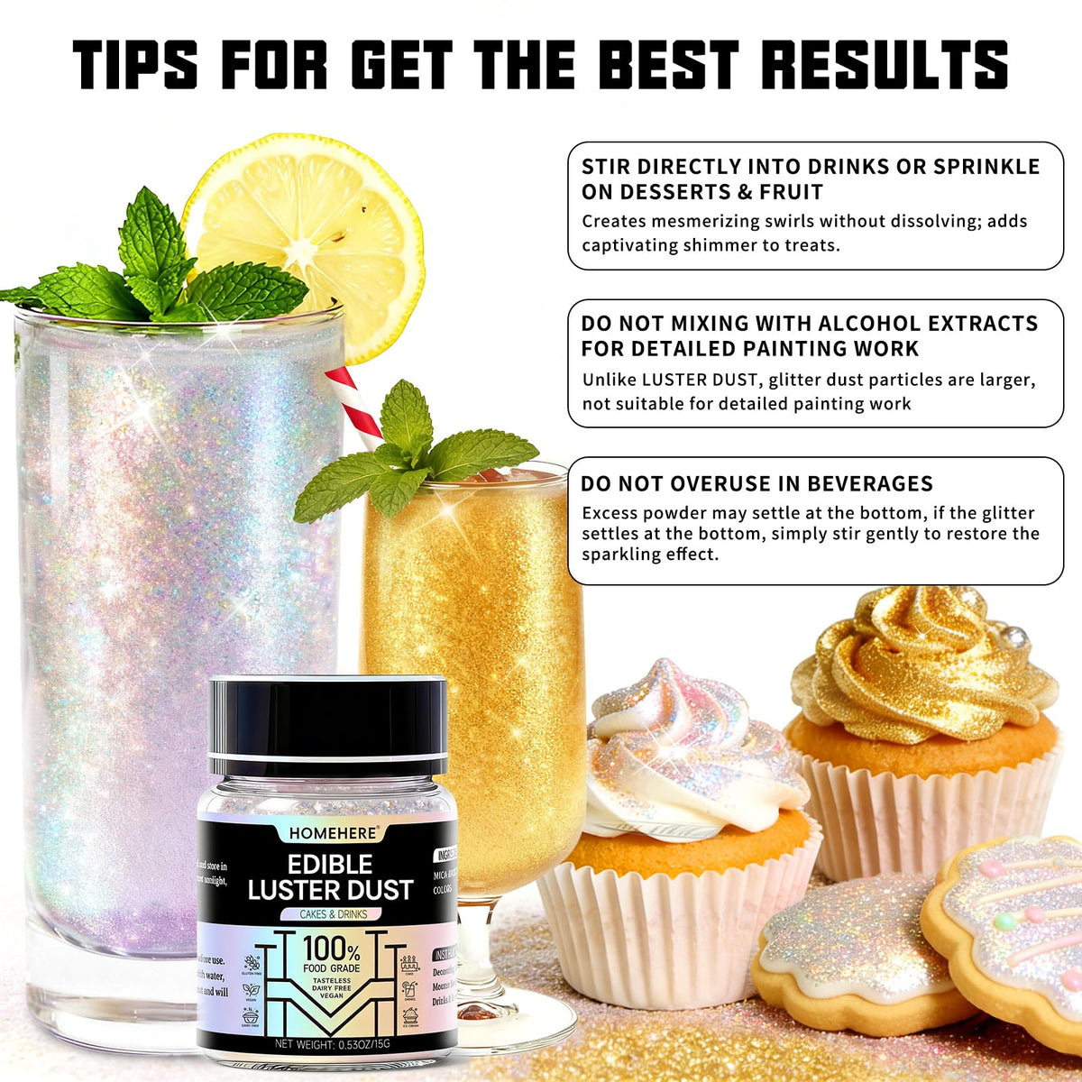 HomeHere chocolate tint luster dust deepens dessert tones without flavor change.