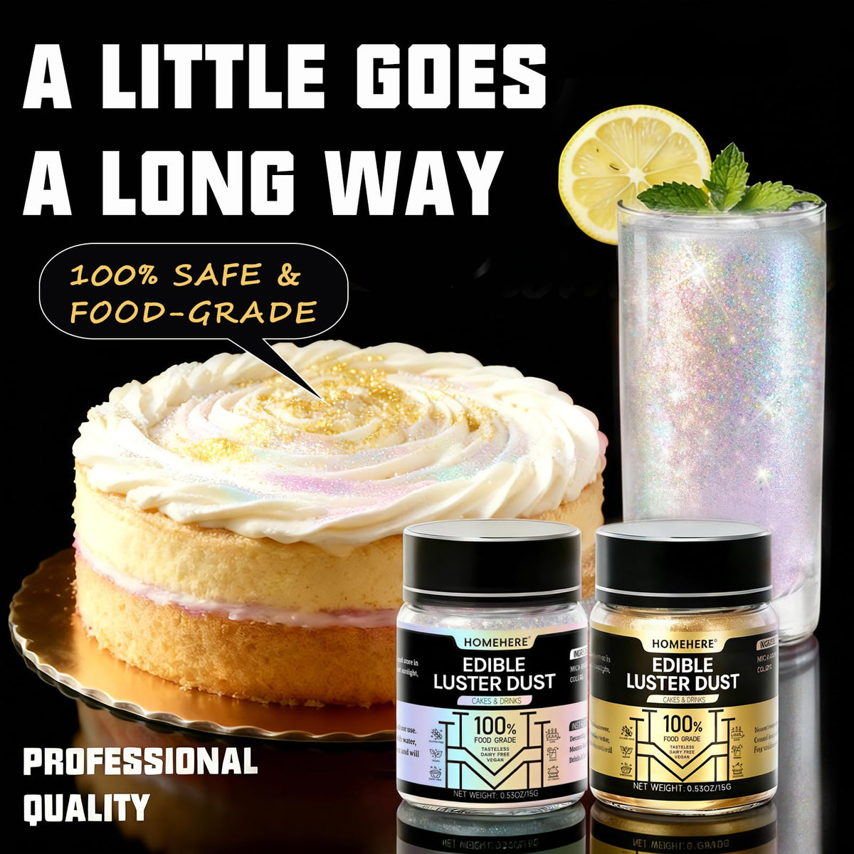 HomeHere rainbow multicolor luster dust creates dazzling dessert accents.