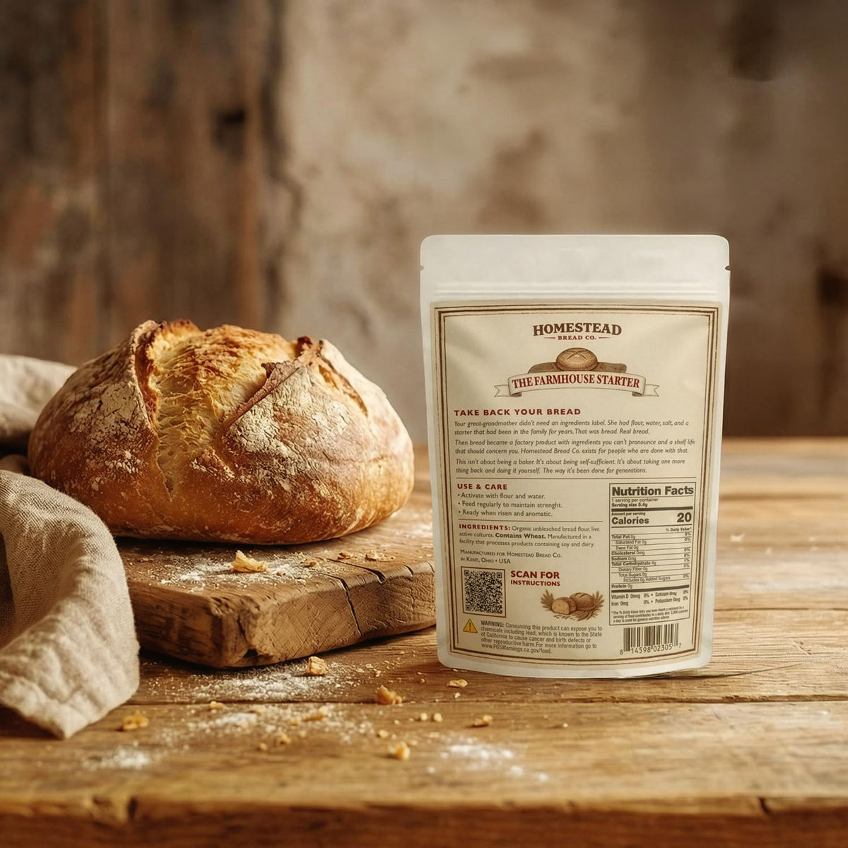 Homestead Bread Co. dough being mixed with farmhouse starter for artisan loaf