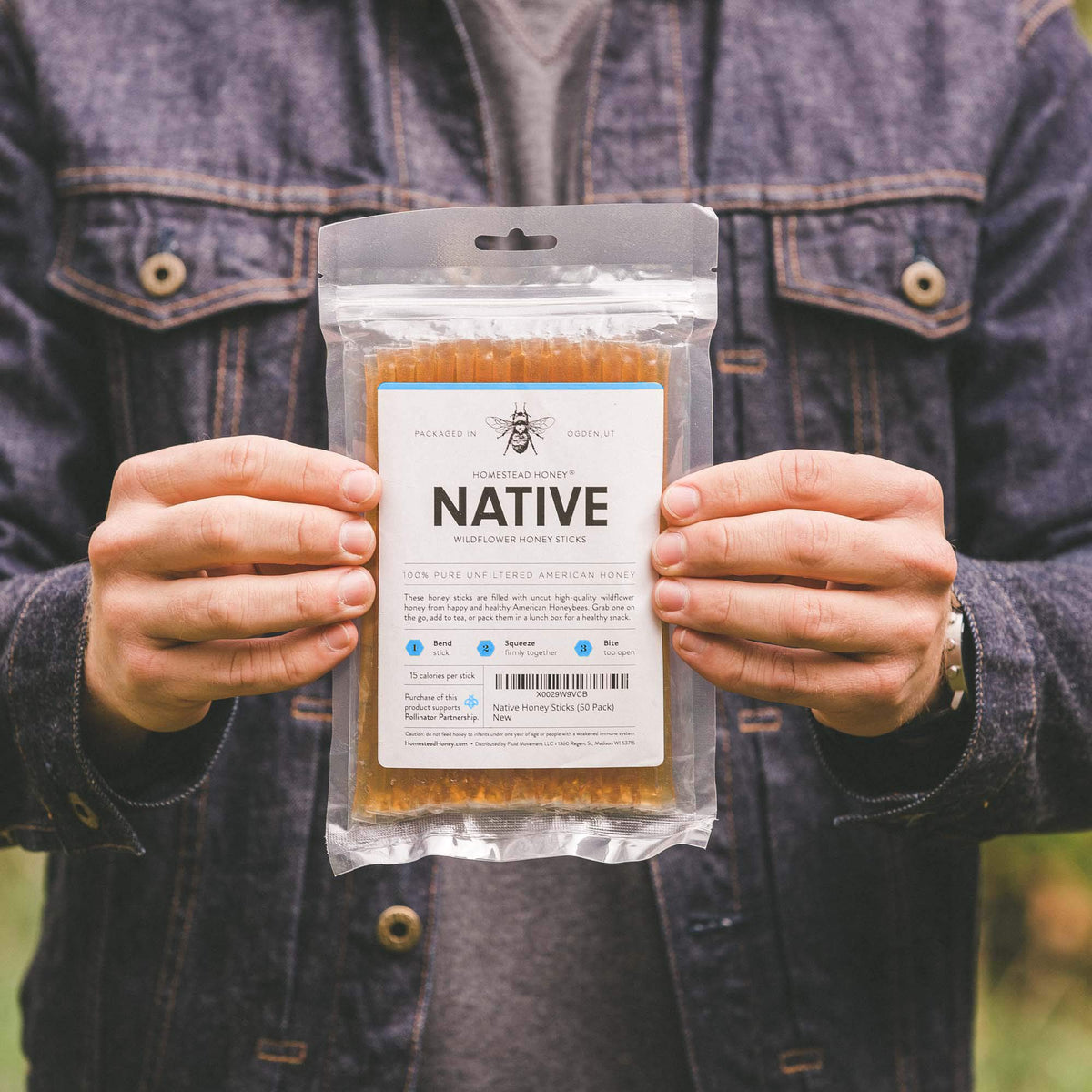 Homestead Honey Native Sticks stirred into yogurt or oats for natural flavor.