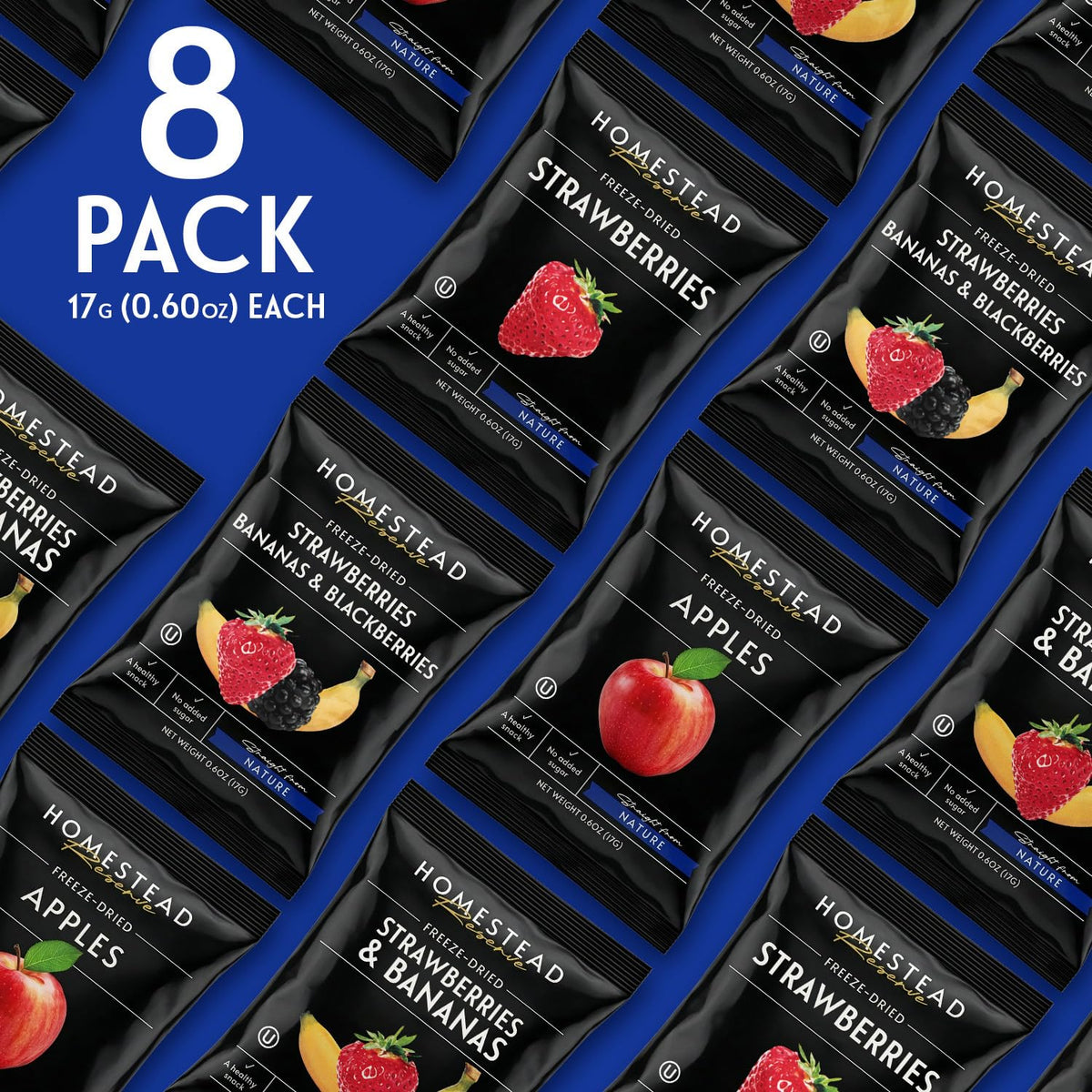 Homestead Reserve freeze dried strawberry slices offer bright flavor for kids' lunches.
