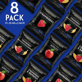 Homestead Reserve freeze dried strawberry slices offer bright flavor for kids' lunches.