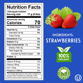 Homestead Reserve freeze-dried strawberry slices, bright flavor with light, airy crunch.