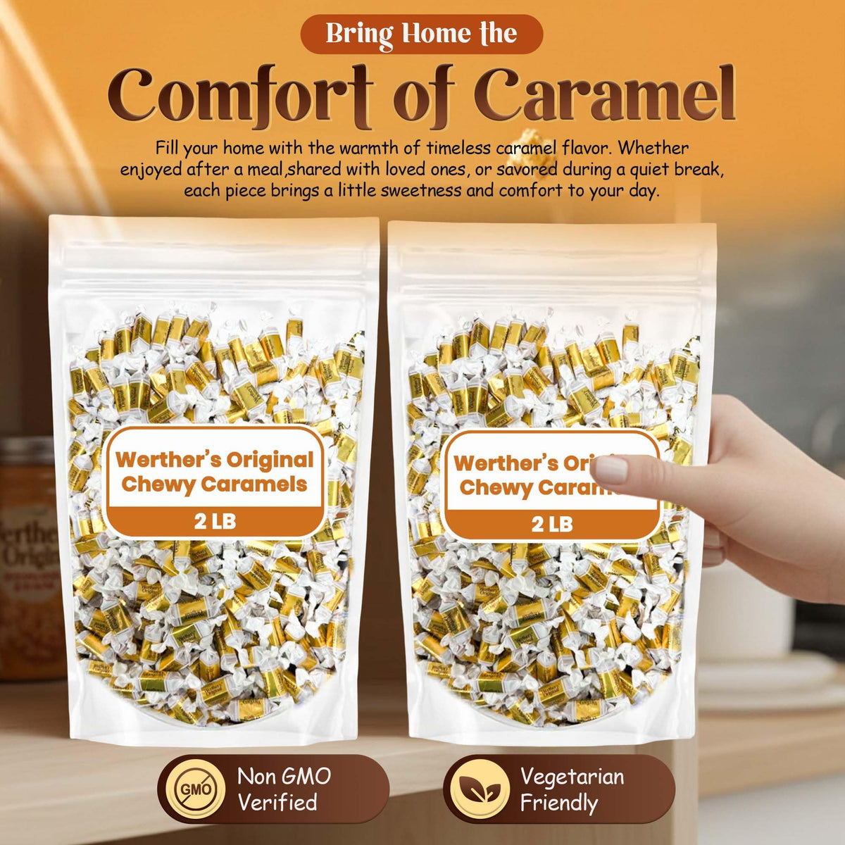 Holiday gift bag option for sharing warm caramel sweetness this season.