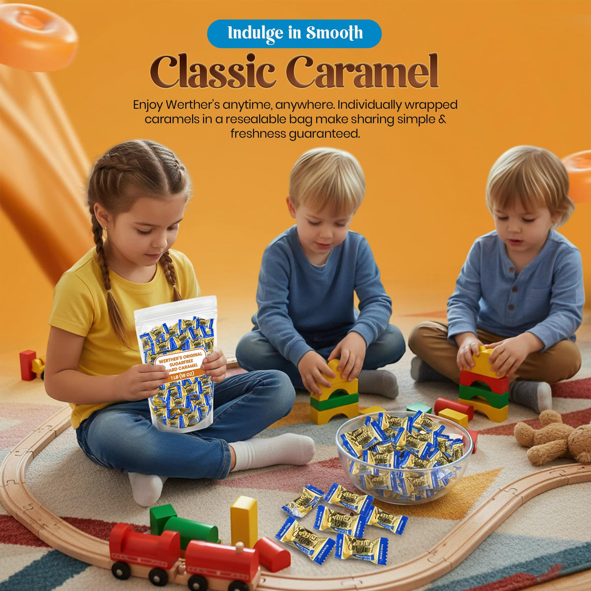 Long-lasting hard candy offers a satisfying caramel experience without added sugars