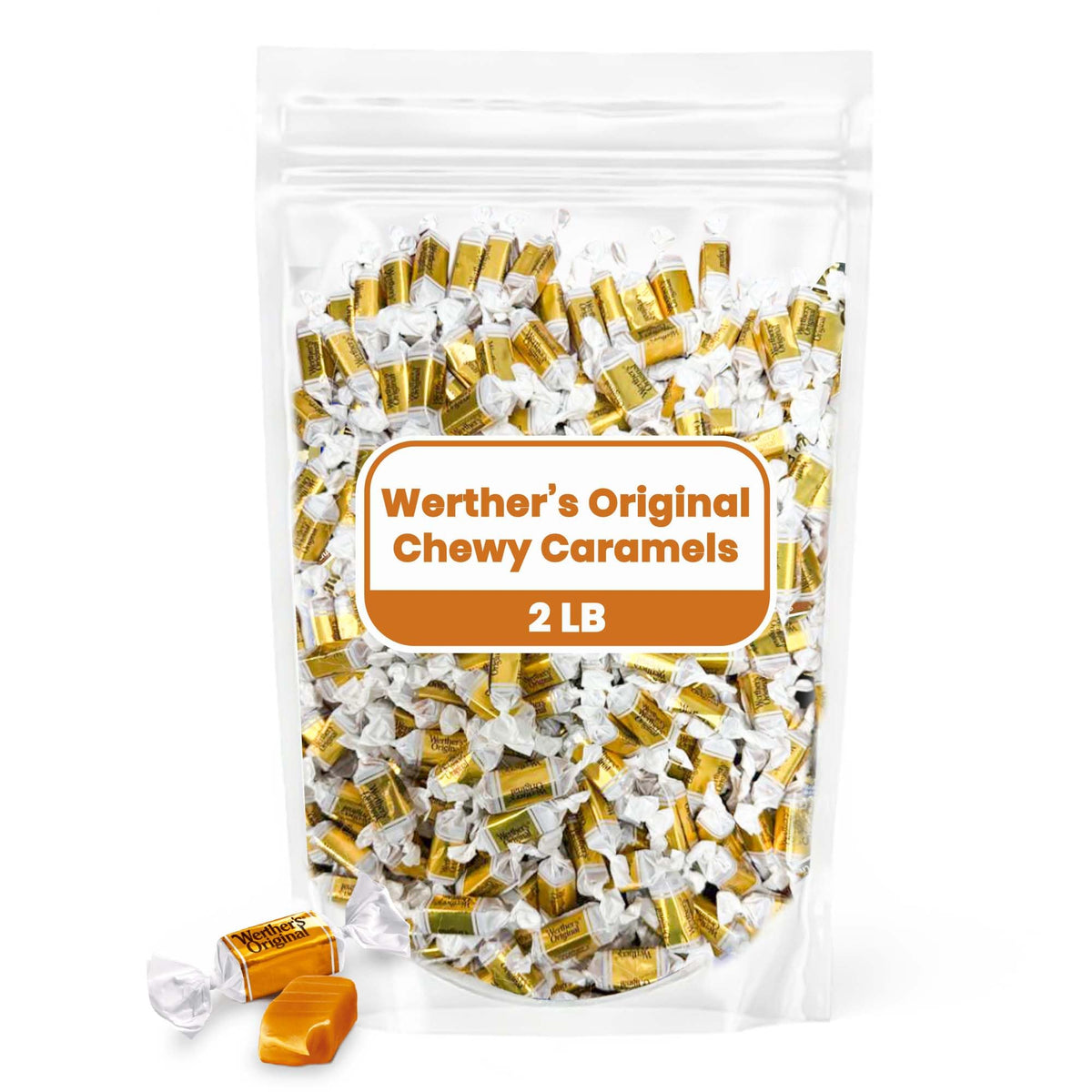 Hominics Werther's soft chewy caramel pack offers convenient sharing in a 2 lb size.