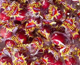 Homos Atomic FireBall candy heat glow hints at lasting flavor and vibe
