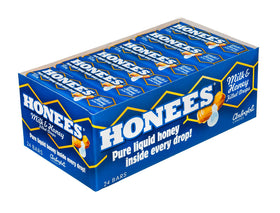 Honees drops on table closeup illustrates convenient 9-drops per bar.