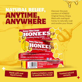 Honees menthol eucalyptus pack highlighting cooling throat relief