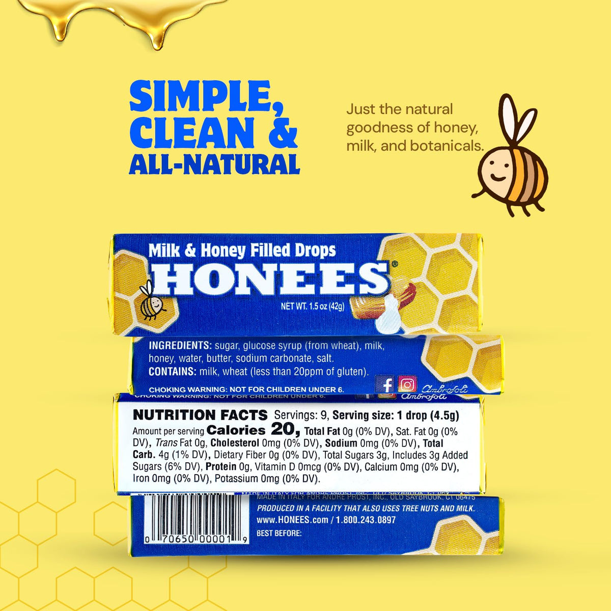 Honees Menthol Eucalyptus drops provide a refreshing relief option.