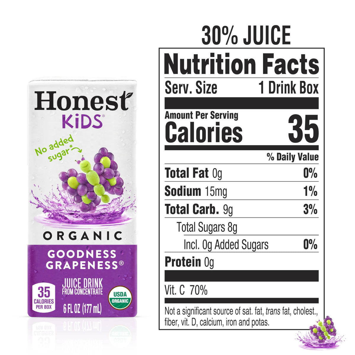 Honest Kids Goodness Grapeness multi-pack on display offers value for families.