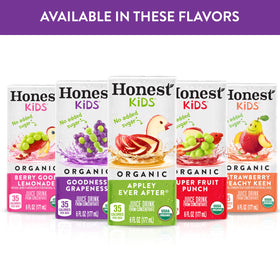 Honest Kids Goodness Grapeness organic seal close-up signals trusted ingredients.