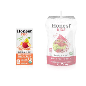 Honest Kids Strawberry Peachy Keen juice box in a lunchbox, convenient on the go