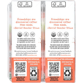 Honest Kids Strawberry Peachy Keen label graphics, fun design and fruit content conveyance