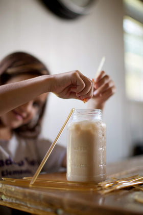 Kids-friendly Honey Acres honey straw snack presented on a plate for school lunch.