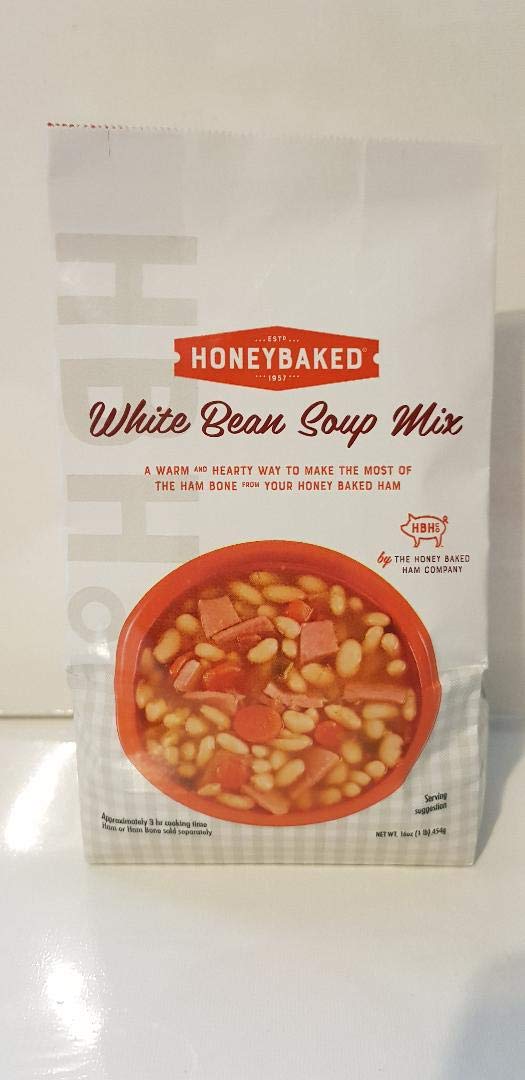 Honey Baked Ham white bean soup mix packaging shows a 16 oz bag for easy storage