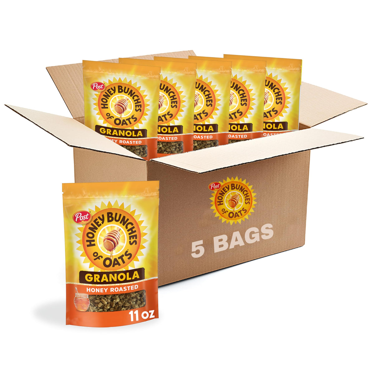 Honey Bunches of Oats honey roasted granola cereal bowl for a crunchy energizing start