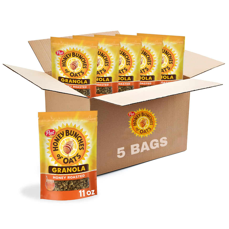Honey Bunches of Oats honey roasted granola cereal bowl for a crunchy energizing start