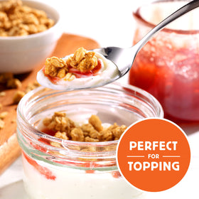 Five-pack bag set showing convenient on-the-go breakfast with Honey Bunches of Oats