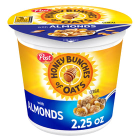 Honey Bunches of Oats with Almonds on-the-go cup pairs with fruit or yogurt for breakfast boost