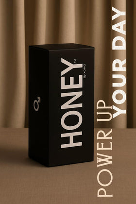 Honey by XOMO pack4 daily-use moment with tea or coffee.