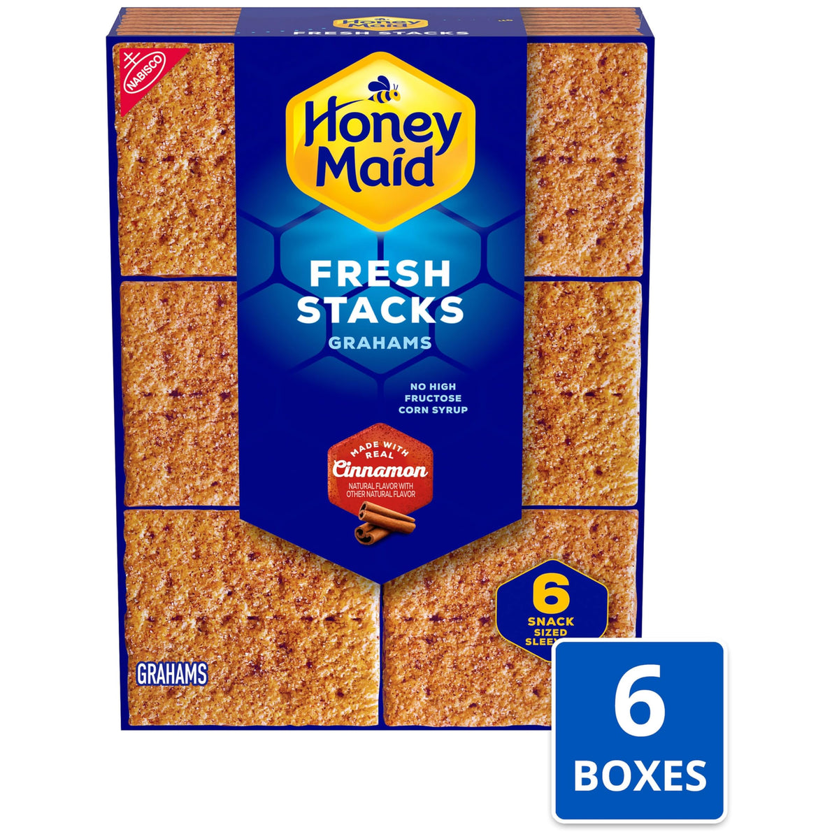 Honey Maid Cinnamon Fresh Stacks close-up reveals crispy texture and warm cinnamon aroma.