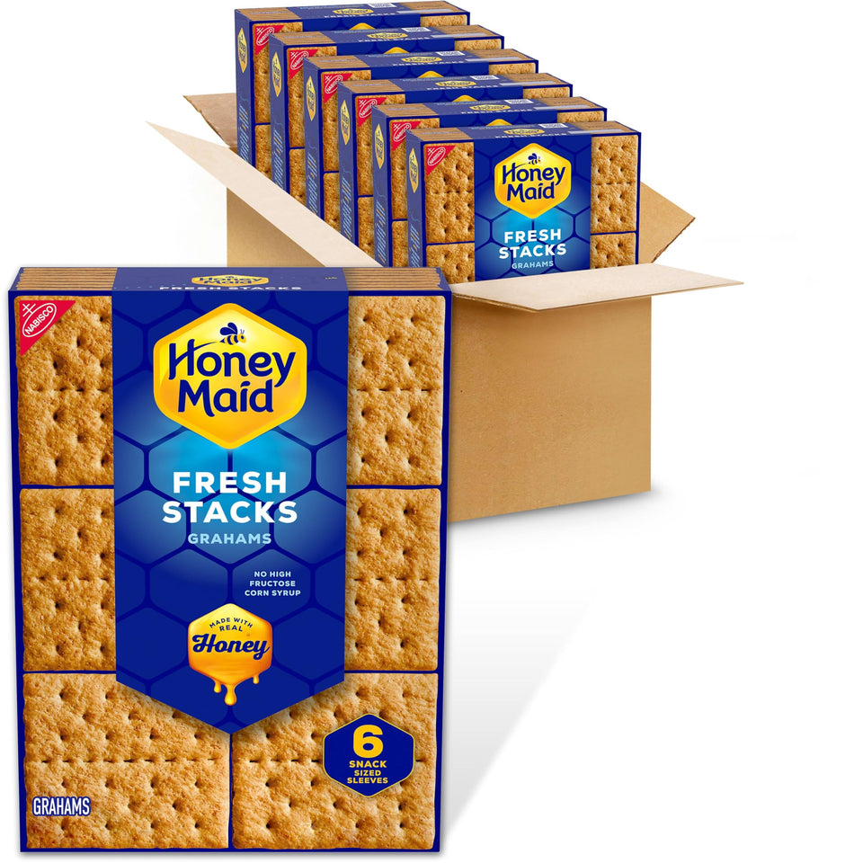Honey Maid Fresh Stacks graham crackers pack front, bulk travel snack option
