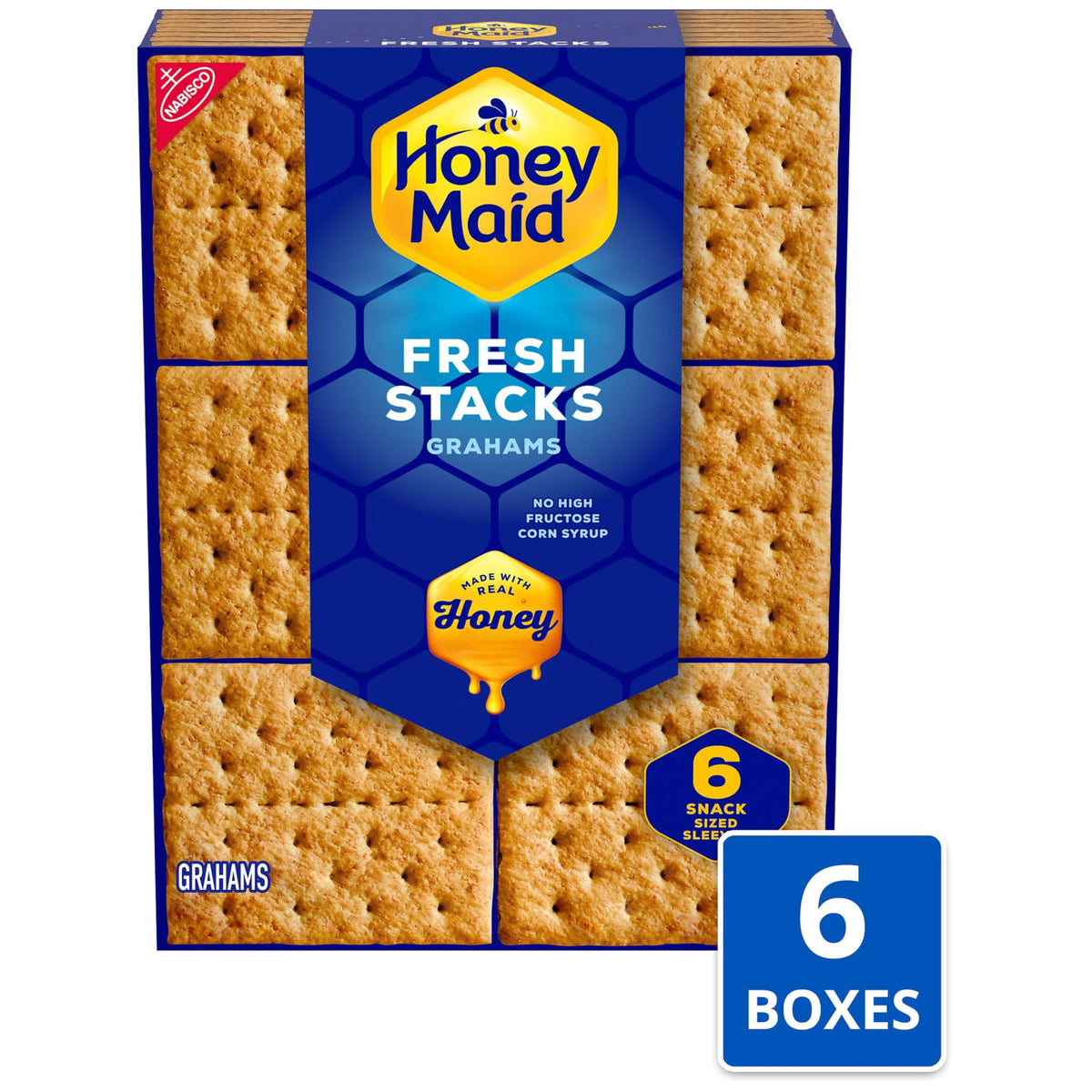Honey Maid Fresh Stacks graham crackers stack close up showing crunch
