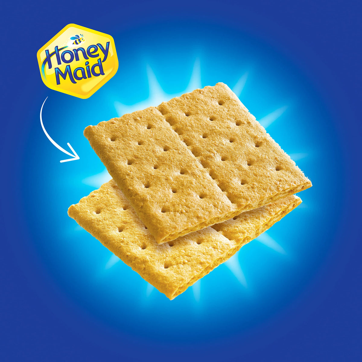 Honey Maid graham crackers square crackers close-up showing crisp texture.