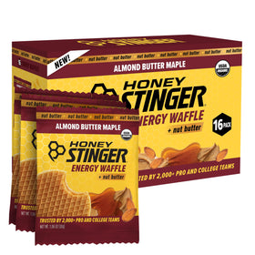 Honey Stinger Organic Almond Butter Maple Waffle packaging for on-the-go energy