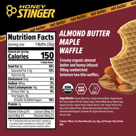 Honey Stinger waffle cross-section reveals creamy almond butter filling for quick energy