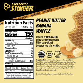 Honey Stinger waffle cross-section reveals honey infused filling and crisp layers.