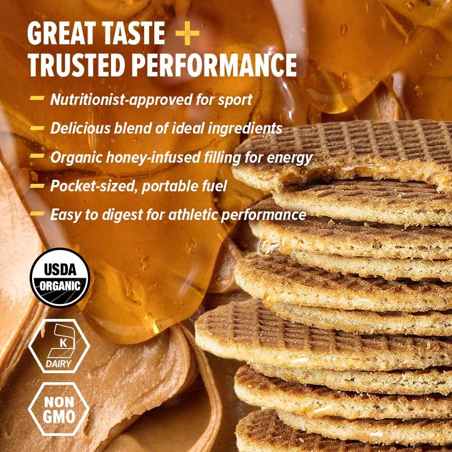 Honey Stinger waffle served as a quick pre workout snack with chewy texture.