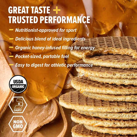 Honey Stinger waffle served as a quick pre workout snack with chewy texture.
