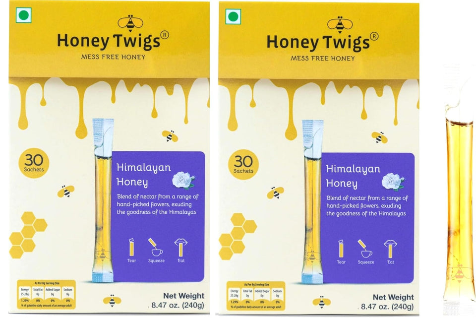 Honey Twigs Himalayan honey sticks pack for travel and on-the-go sweetness.