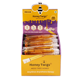 Honey Twigs pure multifloral honey sachets packaging for convenient on-the-go sweetness.