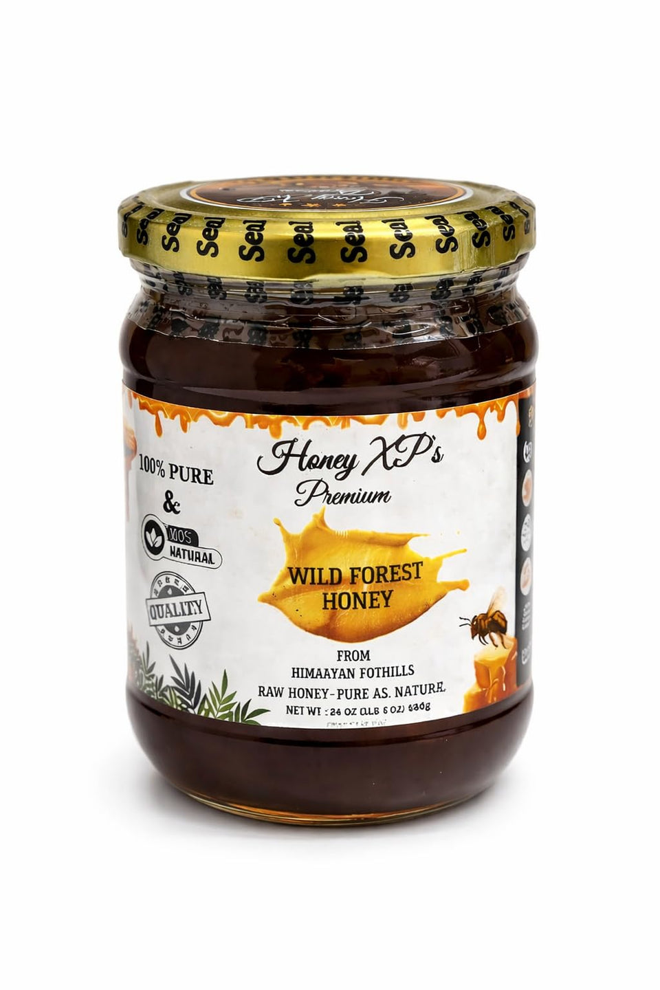 Honey XP Raw Himalayan Honey jar shows pure taste, great for tea and toast.