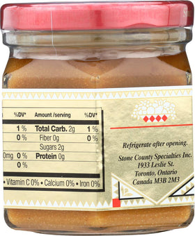 Honeycup Mustard glass jar with clear label, ready to season meals.