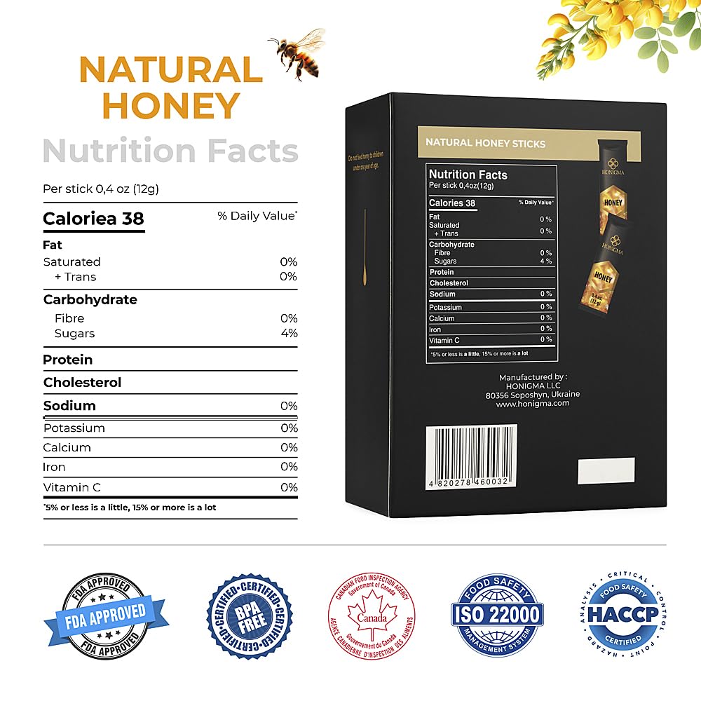 HONIGMA Acacia honey stick close-up texture shows light color and liquid consistency for toppings.