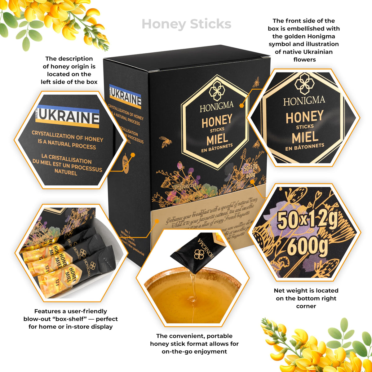 HONIGMA Acacia Honey Stick with smooth, mild taste ideal for beverages