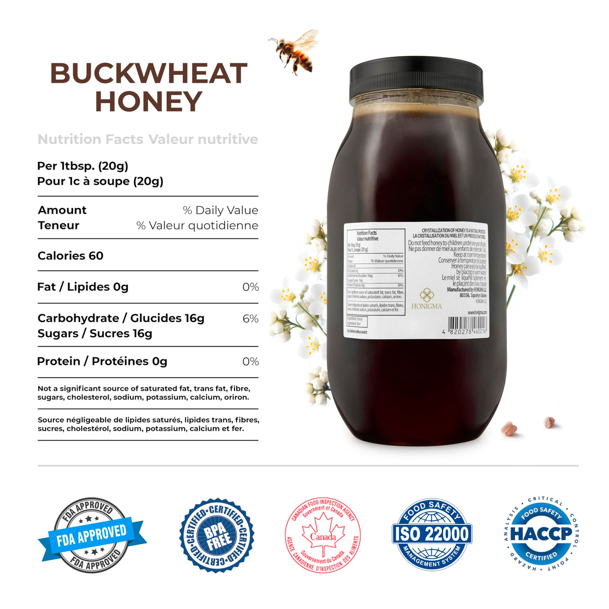 HONIGMA Marma Buckwheat Honey bottle pouring demonstrates versatile natural sweetener for tea and baking