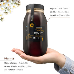 HONIGMA Marma Buckwheat Honey label view emphasizes Ukrainian origin and heritage