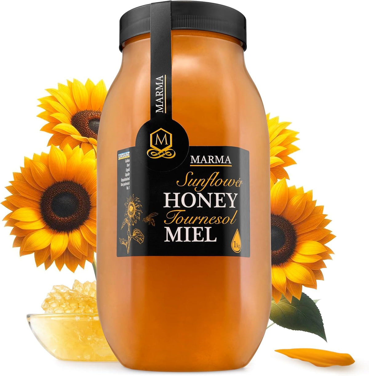 HONIGMA Marma Sunflower Honey jar with crystallized texture ideal for spreading