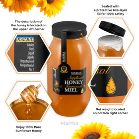 HONIGMA Marma Sunflower Honey pour bottle ready for tea and baking