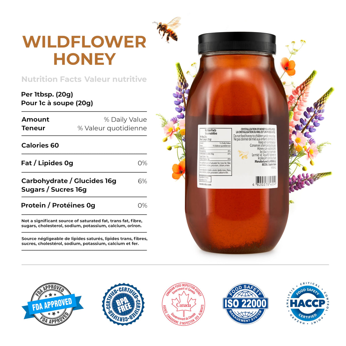 HONIGMA Marma Wildflower Honey jar closeup highlighting its dark amber color.