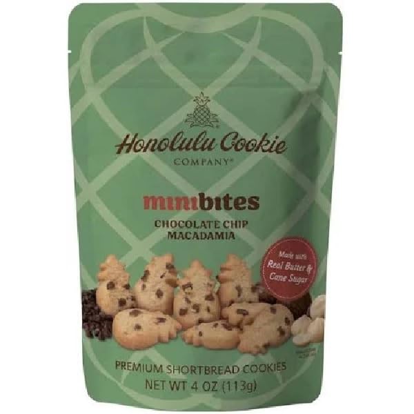 Honolulu Cookie Choco Chip Macadamia cookie in a 4-ounce tin, ideal for gifting.