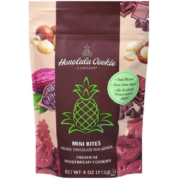 Honolulu Cookie Chocolate Macadamia Cookies in a 4-ounce package, ideal for gifting and snacking.