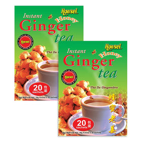 Honsei Ginger Honey Tea sachets front view, ready to brew in hot water.