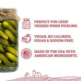 Hoosier Hill Farm alum powder in pickle jar supports crisp produce